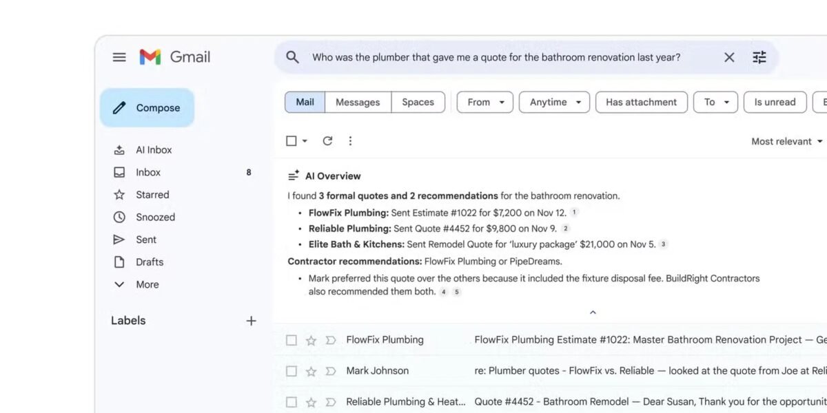 تُعد ميزات Gmail الجديدة بمثابة تغيير جذري لقواعد اللعبة